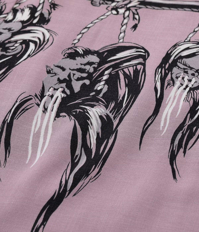 SH39705 / STAR OF HOLLY WOOD HOPSACK RAYON OPEN SHIRT “SHRUNKEN HEAD”