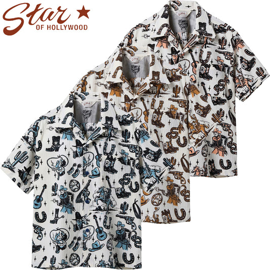 SH39706 / STAR OF HOLLY WOOD DOBBY COTTON OPEN SHIRT “THE WESTERNER" by VINCE RAY