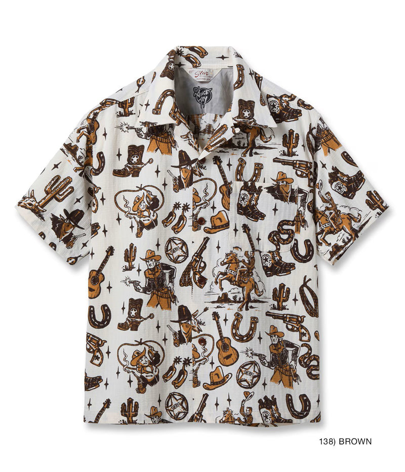 SH39706 / STAR OF HOLLY WOOD DOBBY COTTON OPEN SHIRT “THE WESTERNER" by VINCE RAY