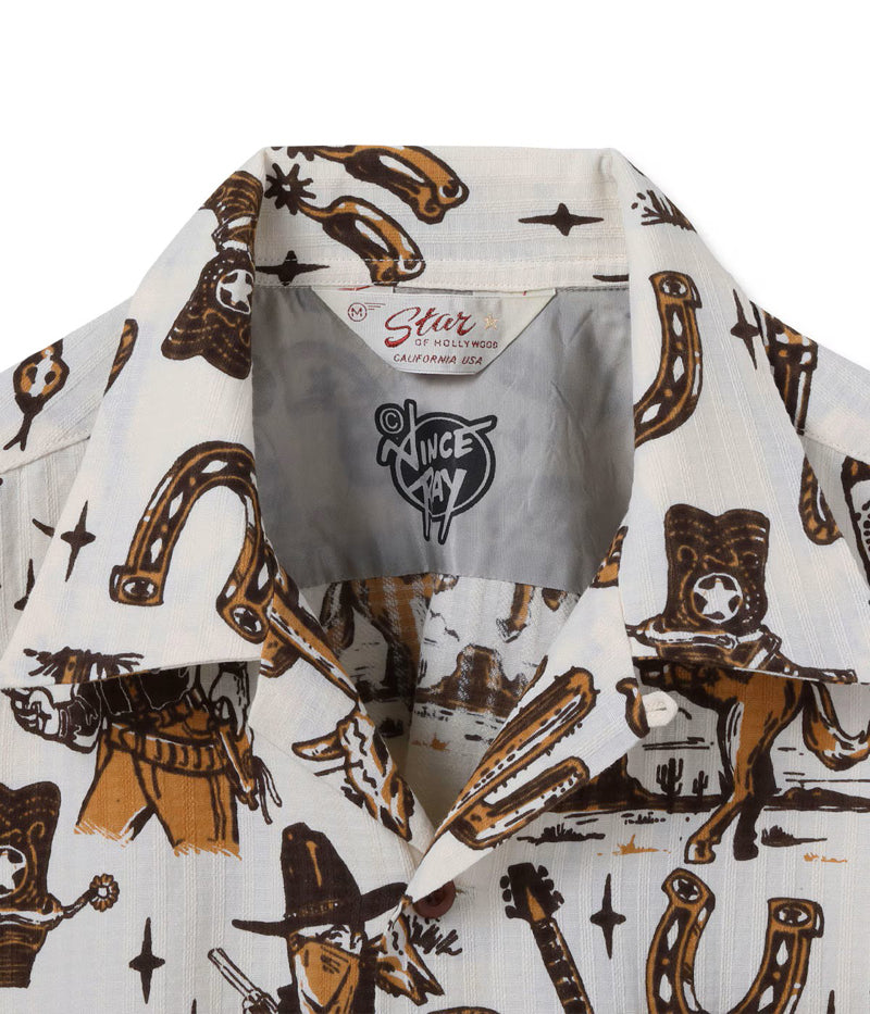 SH39706 / STAR OF HOLLY WOOD DOBBY COTTON OPEN SHIRT “THE WESTERNER" by VINCE RAY