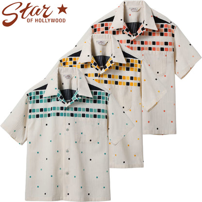 SH39717 / STAR OF HOLLY WOOD DOBBY COTTON OPEN SHIRT “SQUARE”