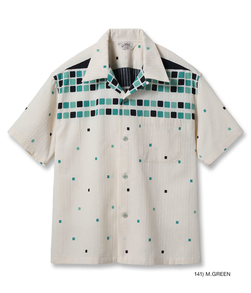 SH39717 / STAR OF HOLLY WOOD DOBBY COTTON OPEN SHIRT “SQUARE”