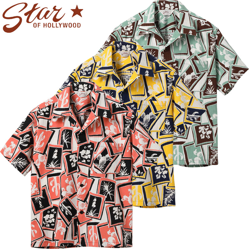 SH39718 / STAR OF HOLLY WOOD DOBBY COTTON OPEN SHIRT “CACTUS”