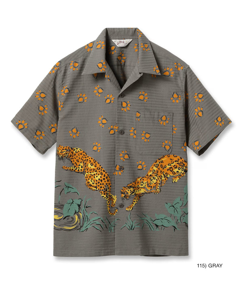 SH39720 / STAR OF HOLLY WOOD DOBBY COTTON OPEN SHIRT “LEOPARD