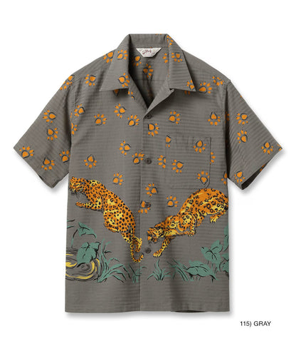 SH39720 / STAR OF HOLLY WOOD DOBBY COTTON OPEN SHIRT “LEOPARD”