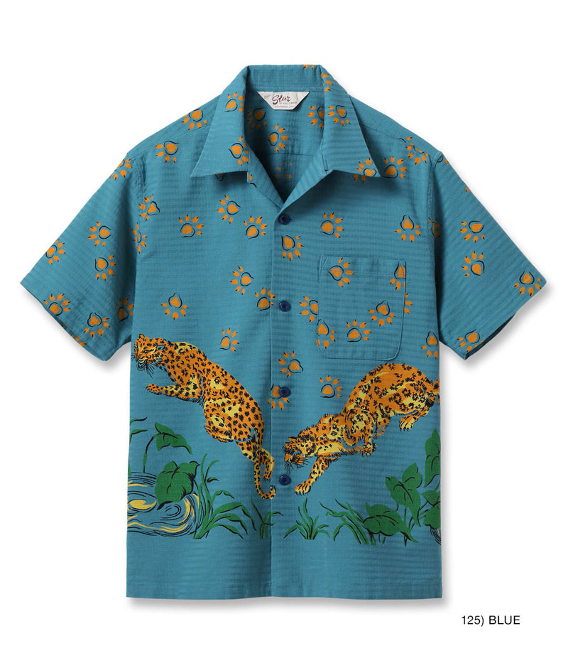 SH39720 / STAR OF HOLLY WOOD DOBBY COTTON OPEN SHIRT “LEOPARD”