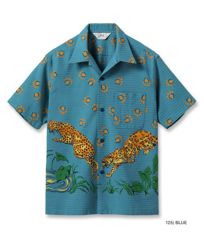 SH39720 / STAR OF HOLLY WOOD DOBBY COTTON OPEN SHIRT “LEOPARD”