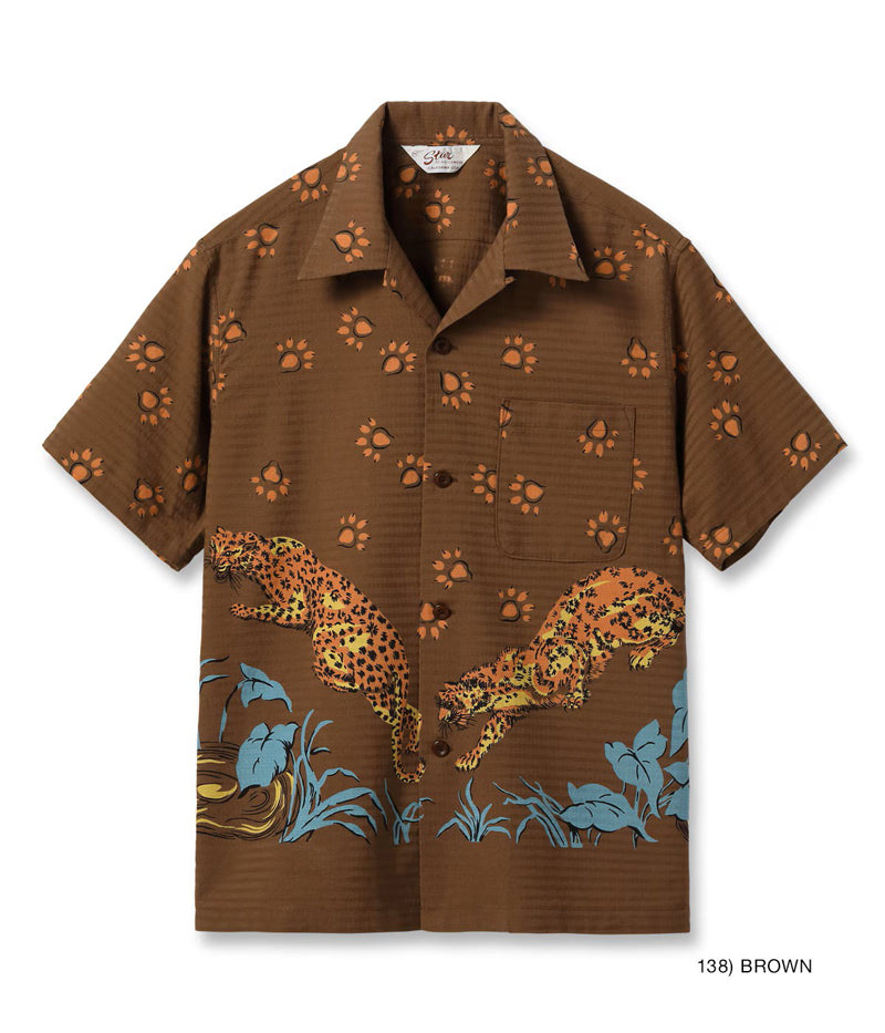 SH39720 / STAR OF HOLLY WOOD DOBBY COTTON OPEN SHIRT “LEOPARD