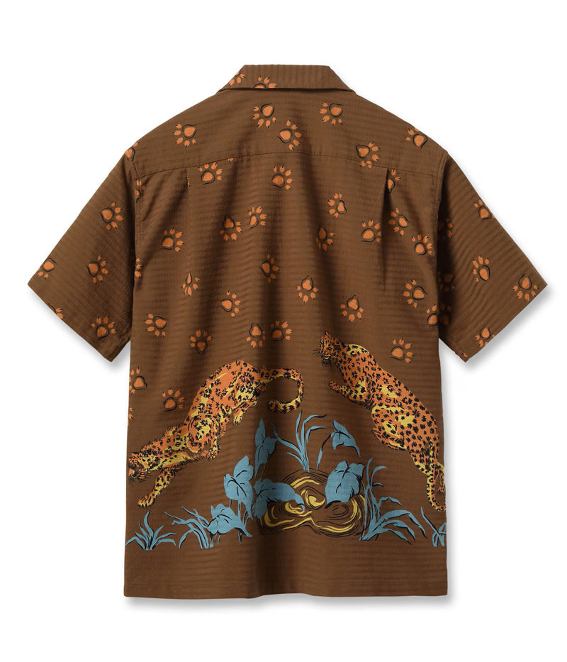 SH39720 / STAR OF HOLLY WOOD DOBBY COTTON OPEN SHIRT “LEOPARD”