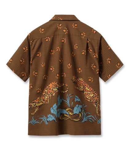 SH39720 / STAR OF HOLLY WOOD DOBBY COTTON OPEN SHIRT “LEOPARD”