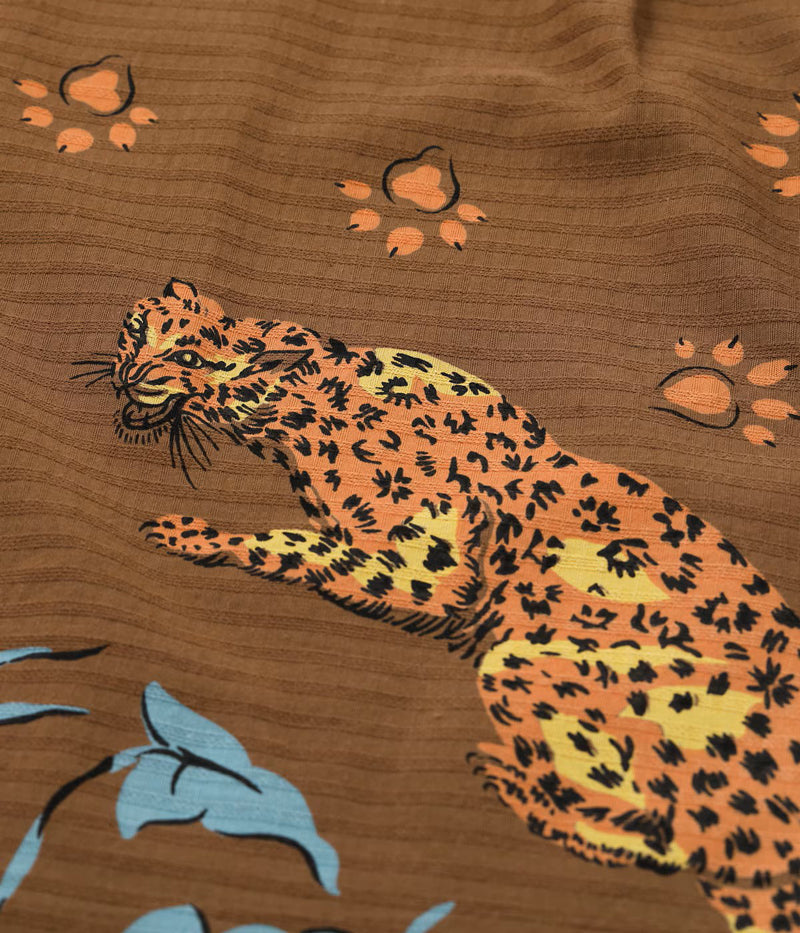SH39720 / STAR OF HOLLY WOOD DOBBY COTTON OPEN SHIRT “LEOPARD”