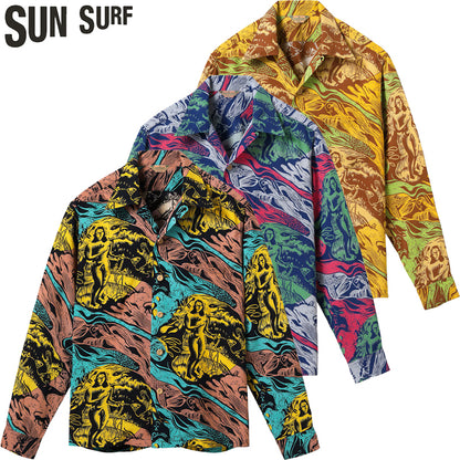 SS29674 / SUN SURF SPECIAL EDITION HAWAIIAN SHIRT “GAUGUIN WOODCUT MYSTIC” (LONG SLEEVE)