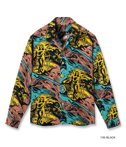 SS29674 / SUN SURF SPECIAL EDITION HAWAIIAN SHIRT “GAUGUIN WOODCUT MYSTIC” (LONG SLEEVE)