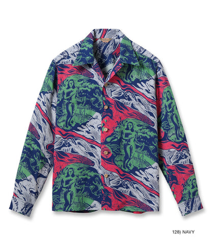 SS29674 / SUN SURF SPECIAL EDITION HAWAIIAN SHIRT “GAUGUIN WOODCUT MYSTIC” (LONG SLEEVE)