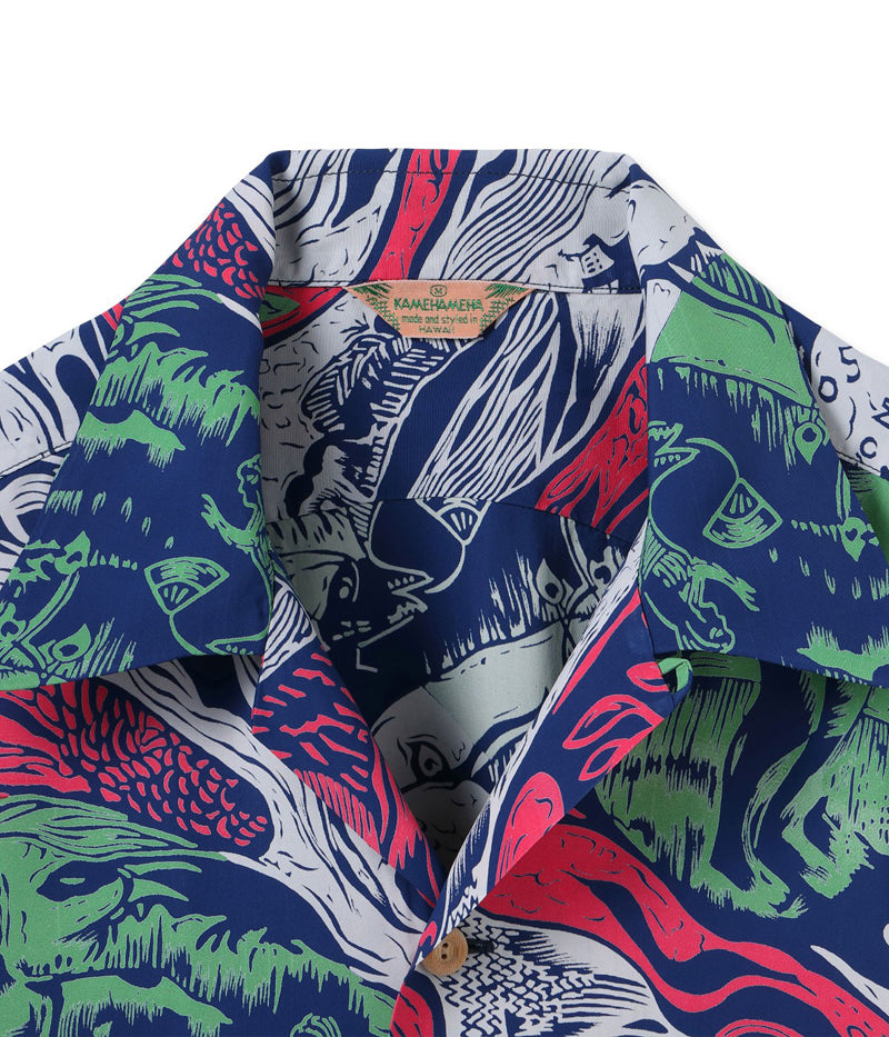 SS29674 / SUN SURF SPECIAL EDITION HAWAIIAN SHIRT “GAUGUIN WOODCUT MYSTIC” (LONG SLEEVE)