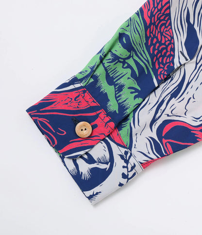 SS29674 / SUN SURF SPECIAL EDITION HAWAIIAN SHIRT “GAUGUIN WOODCUT MYSTIC” (LONG SLEEVE)