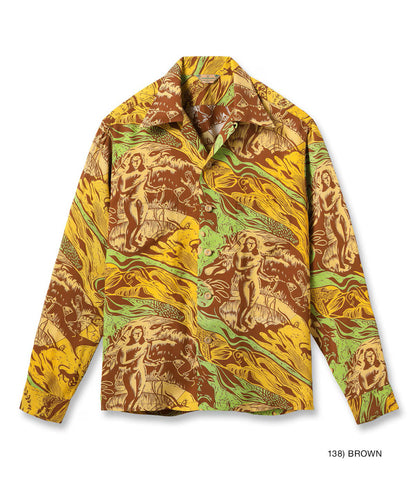 SS29674 / SUN SURF SPECIAL EDITION HAWAIIAN SHIRT “GAUGUIN WOODCUT MYSTIC” (LONG SLEEVE)