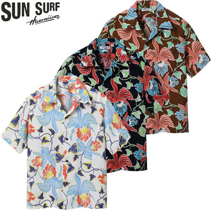 SS39217 SUNSURF RAYON HAWAIIAN SHIRT “CATTLEYA ORCHID”