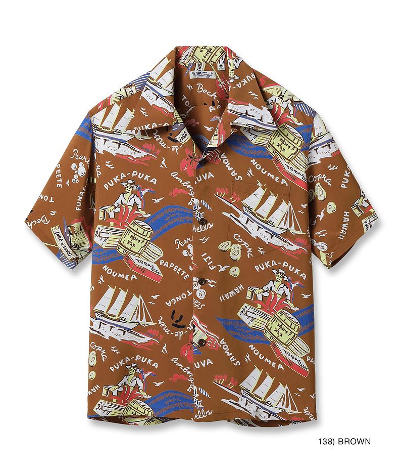 SS39223 SUNSURF RAYON HAWAIIAN SHIRT “SOUTH SEA TRADER”