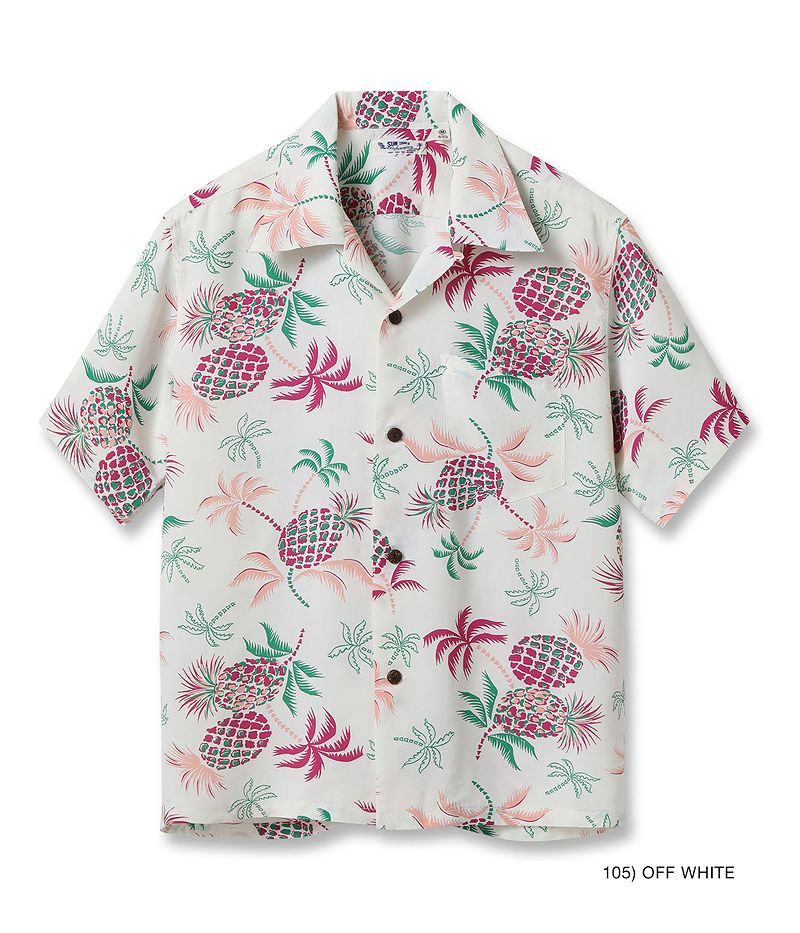 SS39225 SUNSURF  RAYON HAWAIIAN SHIRT “PALMS & PINEAPPLE”