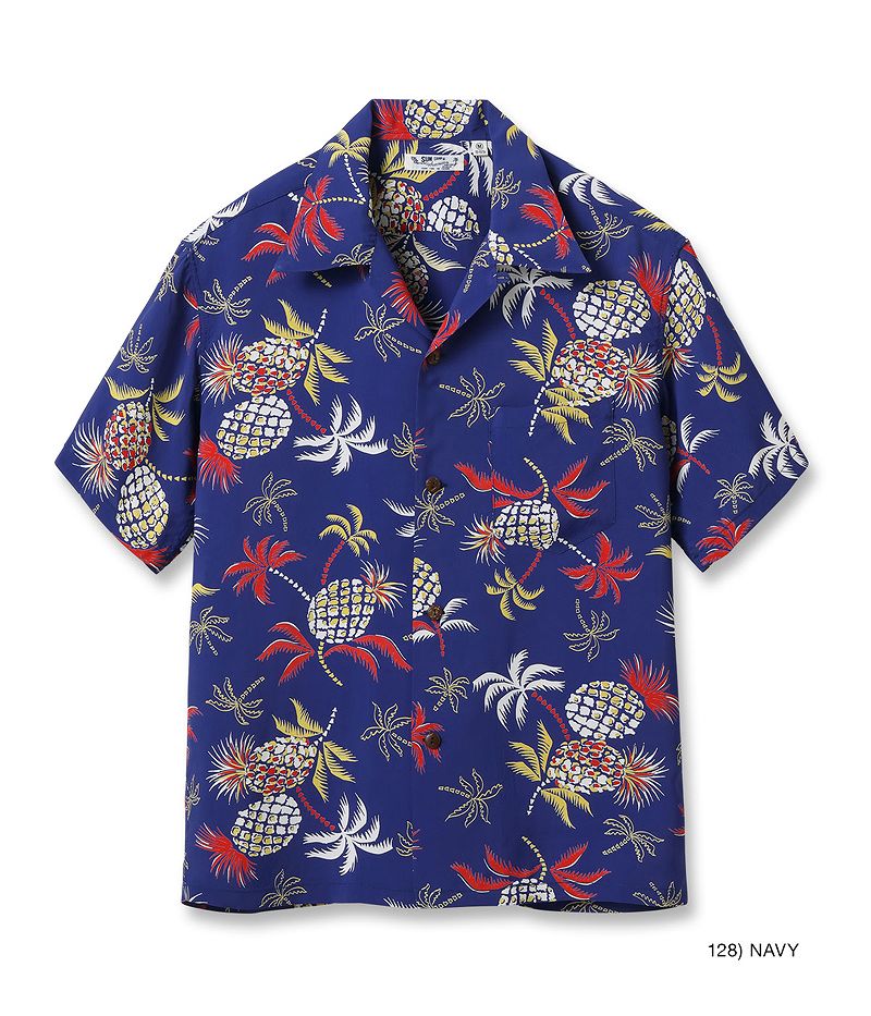 SS39225 SUNSURF  RAYON HAWAIIAN SHIRT “PALMS & PINEAPPLE”