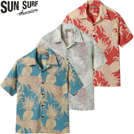 SS39285 / SUNSURF COTTON × LINEN OPEN SHIRT “ISLAND PINEAPPLE”