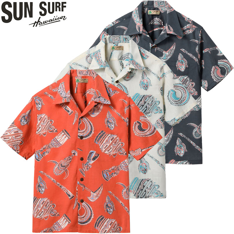 SS39502 / SUNSURF COTTON × LINEN SLUBYARN OPEN SHIRT “NATIVE MASK”