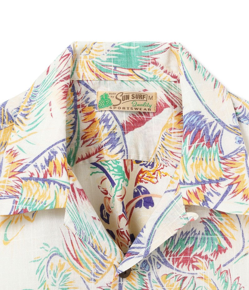 SS39503 / SUNSURF COTTON × LINEN SLUBYARN OPEN SHIRT “COCO PALMS”