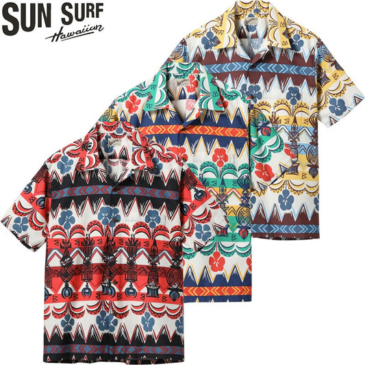 SS39504 / SUNSURF COTTON BROAD OPEN SHIRT “TROPICAL WOODCUT”