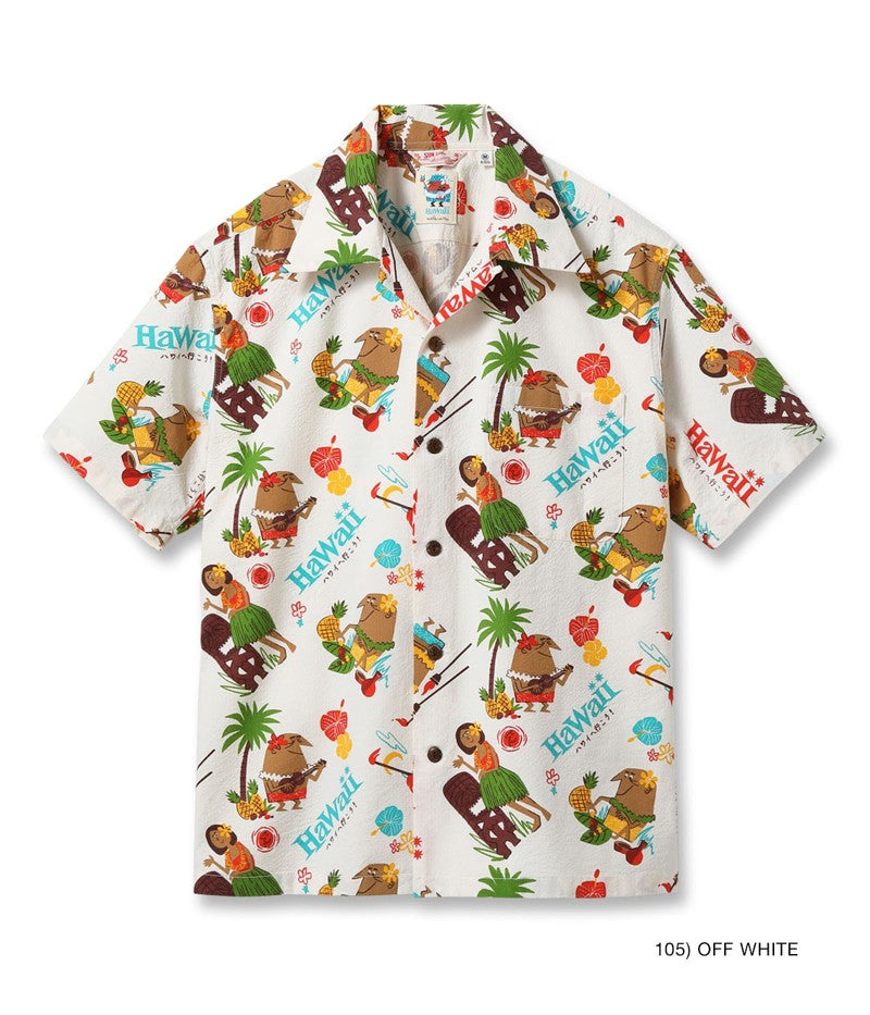 SS39537 / SUNSURF COTTON SEERSUCKER OPEN SHIRT “TRIP TO HAWAII” by 柳原良平 with MOOKIE