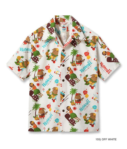 SS39537 / SUNSURF COTTON SEERSUCKER OPEN SHIRT “TRIP TO HAWAII” by 柳原良平 with MOOKIE
