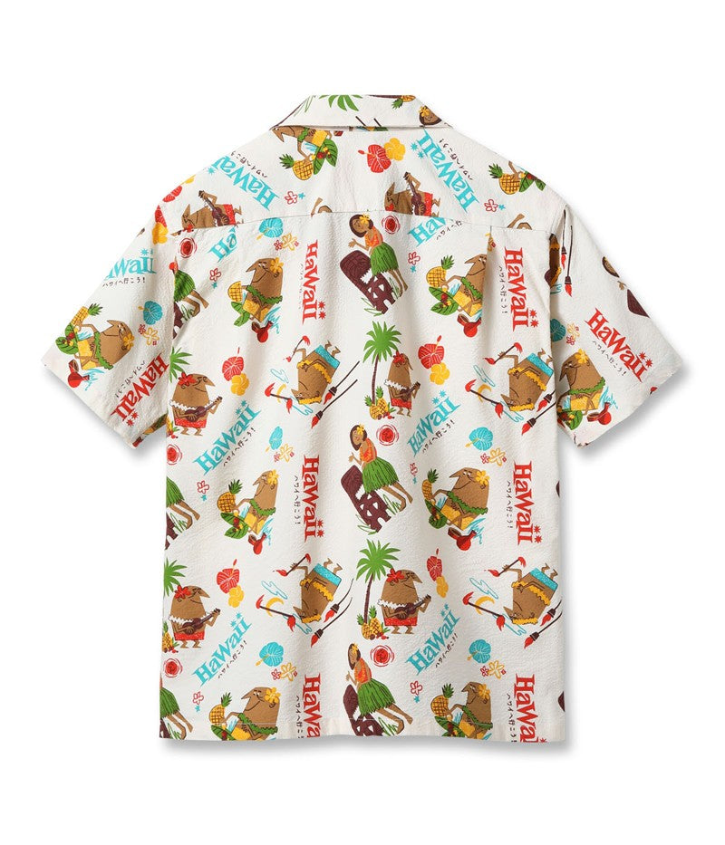 SS39537 / SUNSURF COTTON SEERSUCKER OPEN SHIRT “TRIP TO HAWAII” by 柳原良平 with MOOKIE