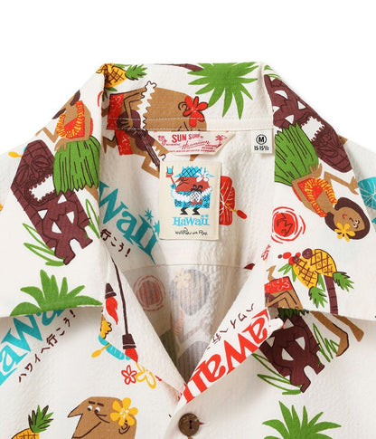 SS39537 / SUNSURF COTTON SEERSUCKER OPEN SHIRT “TRIP TO HAWAII” by 柳原良平 with MOOKIE
