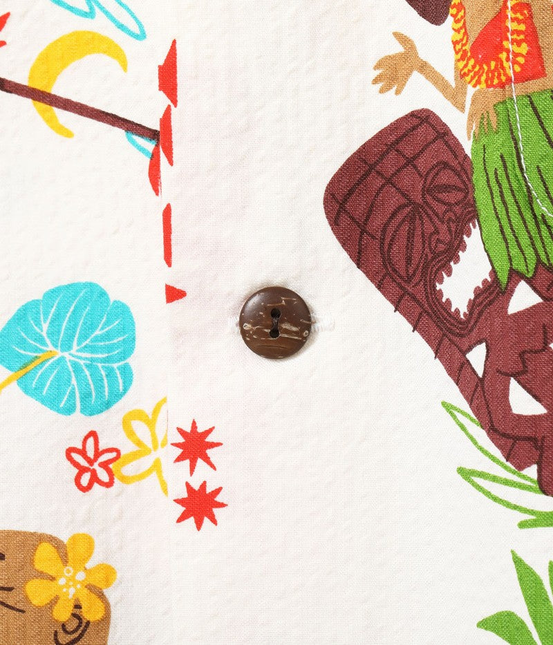 SS39537 / SUNSURF COTTON SEERSUCKER OPEN SHIRT “TRIP TO HAWAII” by 柳原良平 with MOOKIE