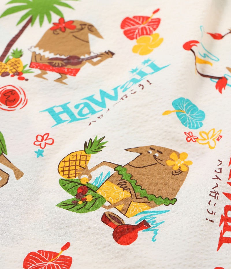 SS39537 / SUNSURF COTTON SEERSUCKER OPEN SHIRT “TRIP TO HAWAII” by 柳原良平 with MOOKIE
