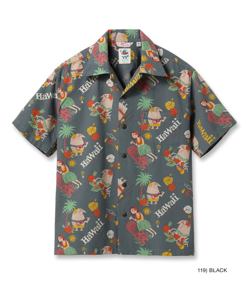 SS39537 / SUNSURF COTTON SEERSUCKER OPEN SHIRT “TRIP TO HAWAII” by 柳原良平 with MOOKIE