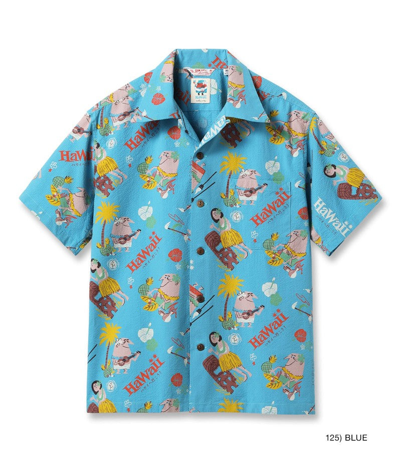 SS39537 / SUNSURF COTTON SEERSUCKER OPEN SHIRT “TRIP TO HAWAII” by 柳原良平 with MOOKIE