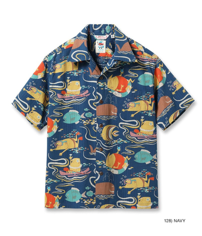 SS39538 / SUNSURF DOBBY COTTON OPEN SHIRT “OCEAN ACTIVITIES” by 柳原良平 with MOOKIE