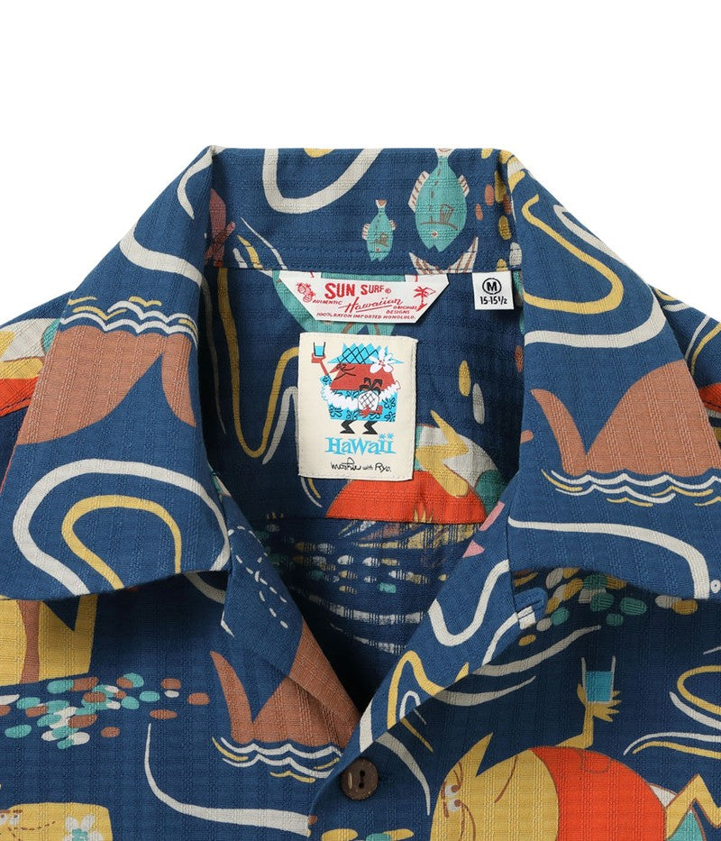 SS39538 / SUNSURF DOBBY COTTON OPEN SHIRT “OCEAN ACTIVITIES” by 柳原良平 with MOOKIE