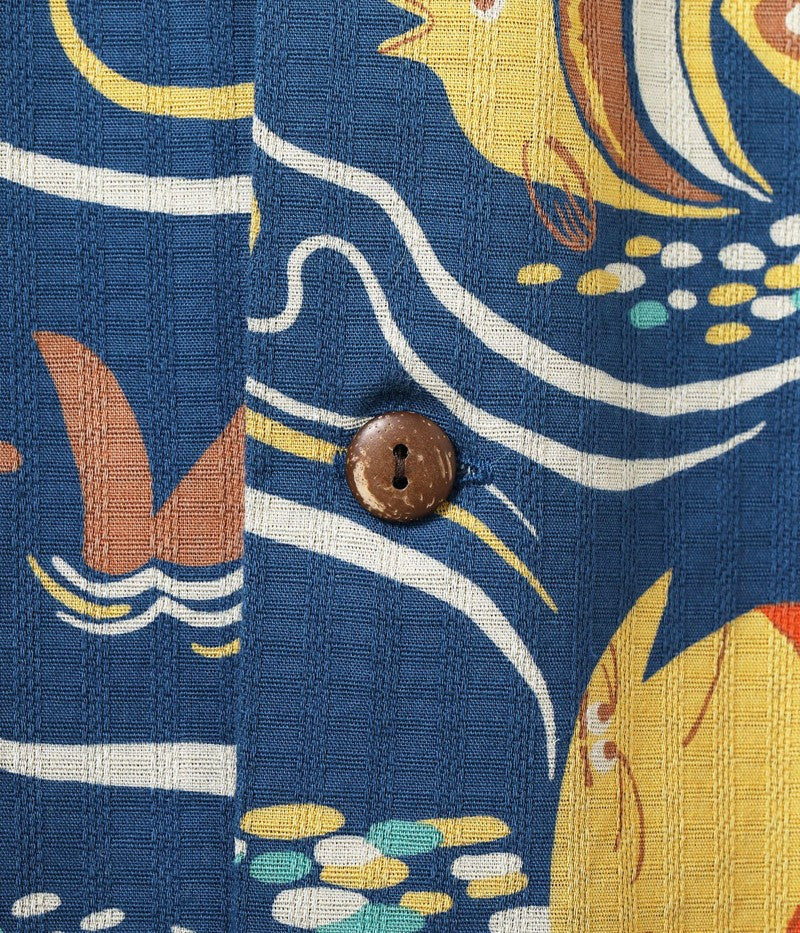 SS39538 / SUNSURF DOBBY COTTON OPEN SHIRT “OCEAN ACTIVITIES” by 柳原良平 with MOOKIE