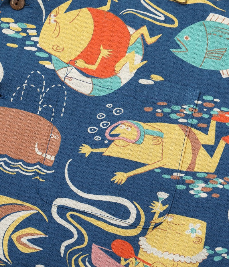 SS39538 / SUNSURF DOBBY COTTON OPEN SHIRT “OCEAN ACTIVITIES” by 柳原良平 with MOOKIE