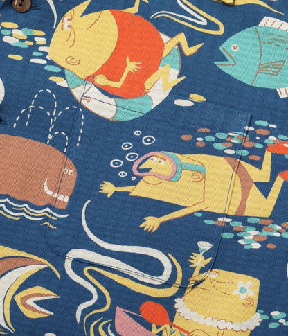 SS39538 / SUNSURF DOBBY COTTON OPEN SHIRT “OCEAN ACTIVITIES” by 柳原良平 with MOOKIE
