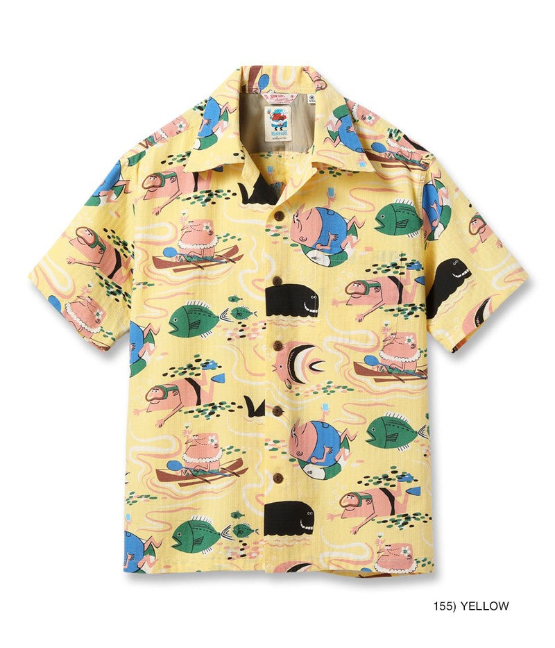 SS39538 / SUNSURF DOBBY COTTON OPEN SHIRT “OCEAN ACTIVITIES” by 柳原良平 with MOOKIE