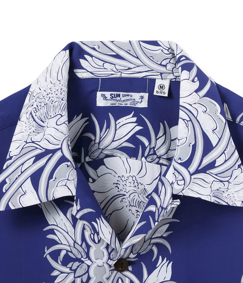 SS39612 / SUNSURF RAYON HAWAIIAN SHIRT “NIGHT BLOOMING CEREUS BORDER”