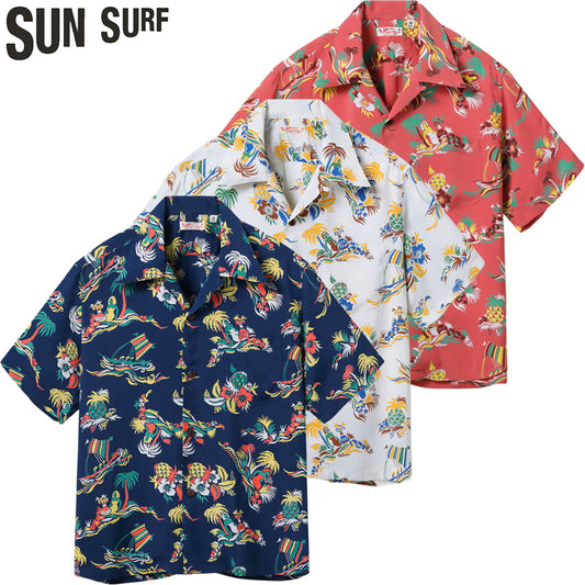 SS39620 / SUNSURF RAYON HAWAIIAN SHIRT “ISLAND TRIP”