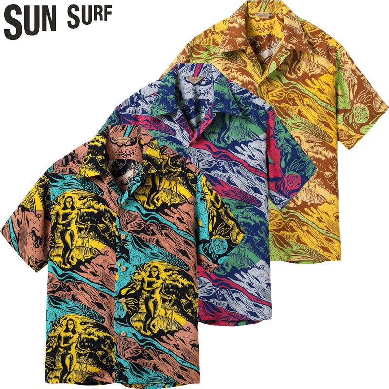 SS39673 / SUN SURF SPECIAL EDITION HAWAIIAN SHIRT “GAUGUIN WOODCUT MYSTIC” (SHORT SLEEVE)