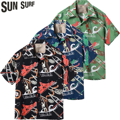 SS39741 / SUN SURF KEONI OF HAWAII HAWAIIAN SHIRT “WAIKIKI SAND” by JOHN MEIGS