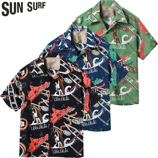SS39741 / SUN SURF KEONI OF HAWAII HAWAIIAN SHIRT “WAIKIKI SAND” by JOHN MEIGS