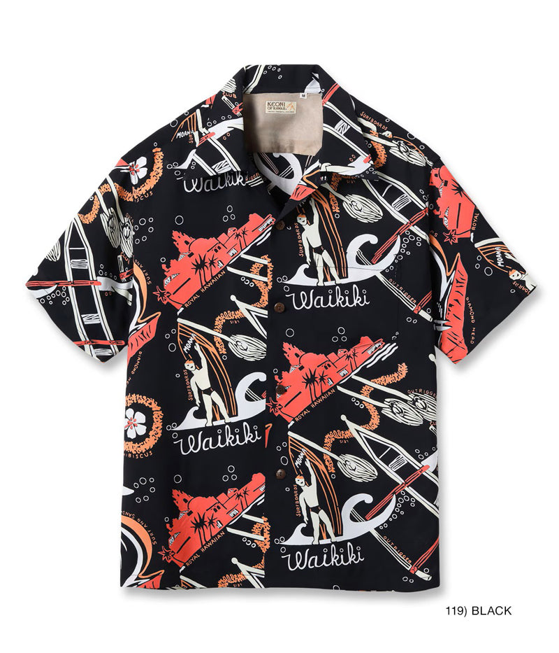 SS39741 / SUN SURF KEONI OF HAWAII HAWAIIAN SHIRT “WAIKIKI SAND” by JOHN MEIGS