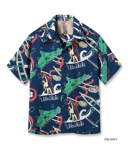 SS39741 / SUN SURF KEONI OF HAWAII HAWAIIAN SHIRT “WAIKIKI SAND” by JOHN MEIGS
